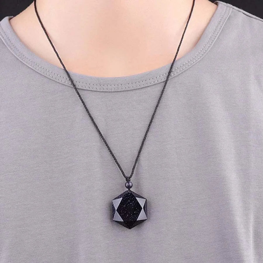 Collier Agate Noire Hexagonale | 5 pierres naturelles, 21,90 EUR