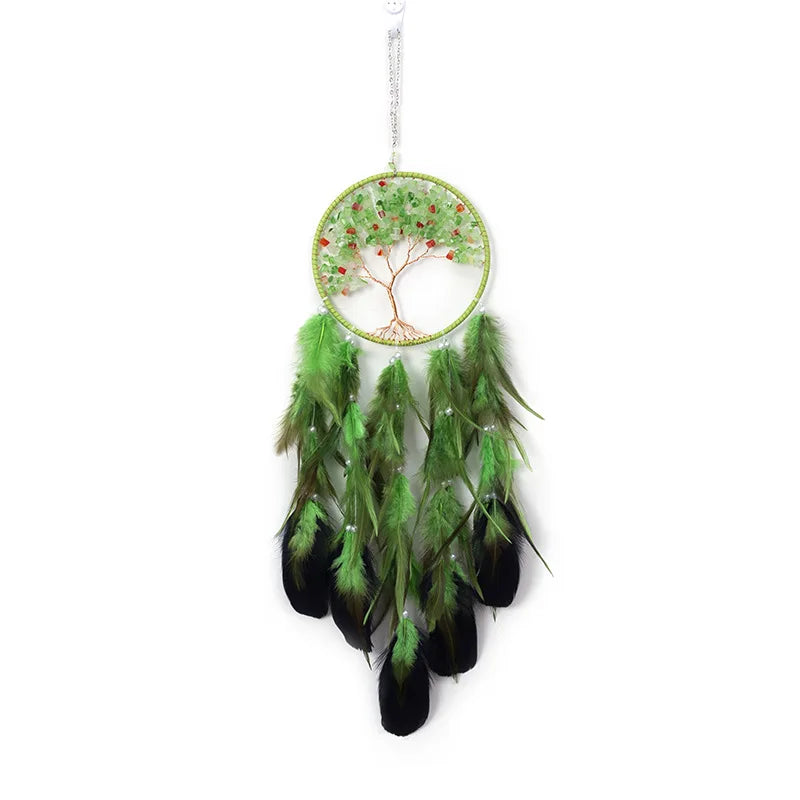 Silhouette arborescente stylisée du capteur de rêves vert 70 cm