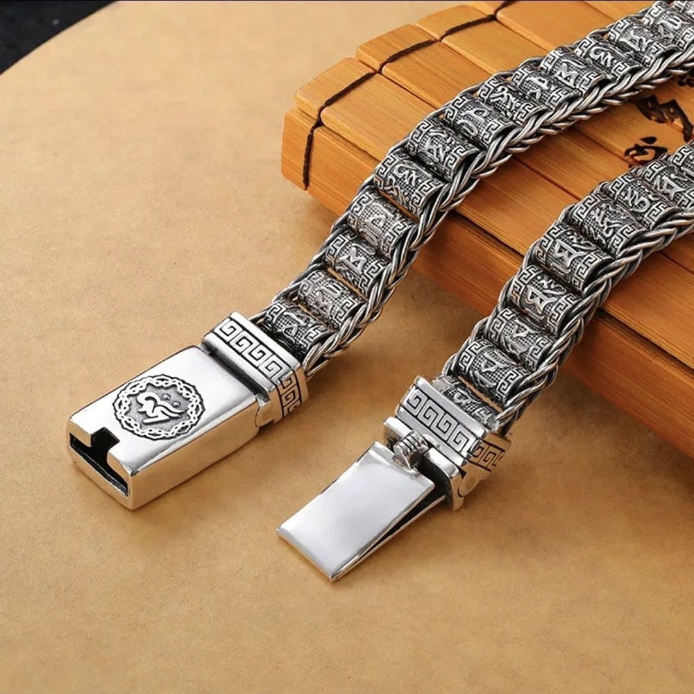 Bracelet Argent Mantra Bouddhiste