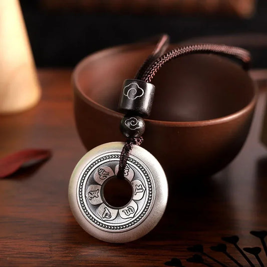 Collier Om en argent porté, pendentif unisexe sur cordon, symbole Om bouddhiste