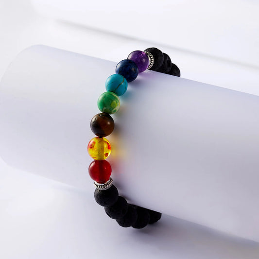Bracelet 7 Chakras Avec Pierre de Lave