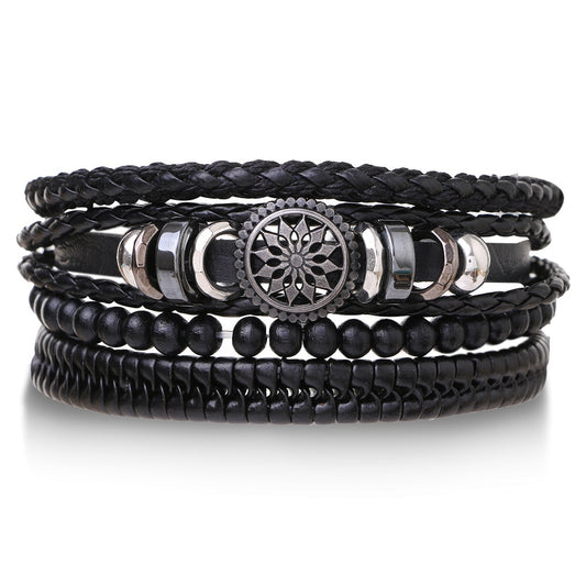Bracelet en cuir Dharmachakra