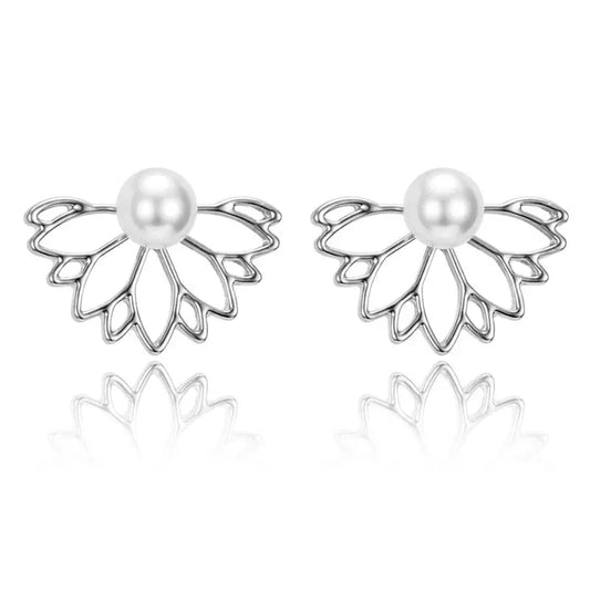 Boucles d’oreilles fleur de lotus Perle - Argent
