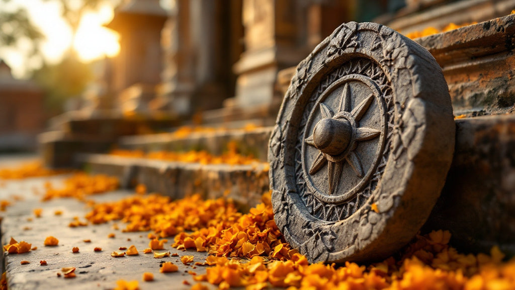 La roue du Dharma (Dharmachakra) : symbole du bouddhisme