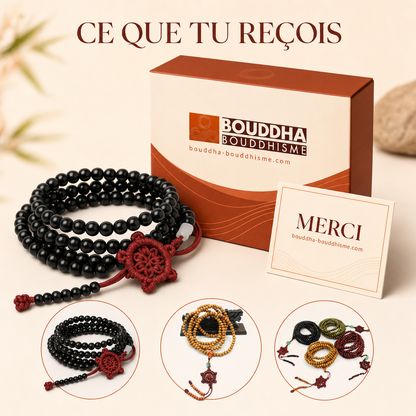 Mala Tibétain en bois de santal : packaging concept (non contractuel)