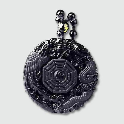 Amulette Bouddhiste Ying Yang Noir