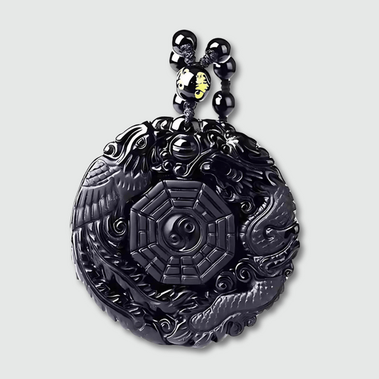 Amulette Bouddhiste Ying Yang Noir