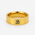 Bague Om bouddhiste en acier inoxydable, dorée, tailles 7 à 11