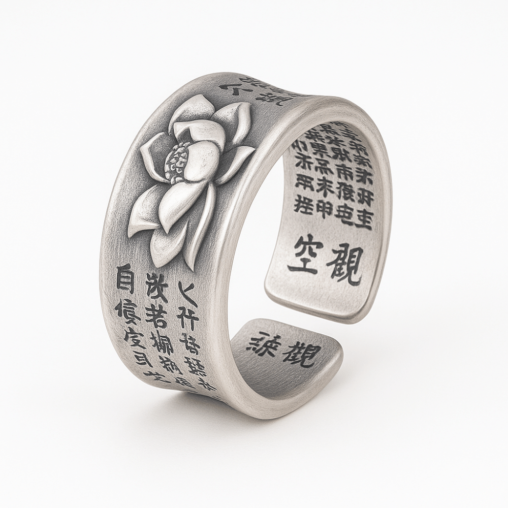 Bague Sutra du Lotus en argent sterling 990, vue principale