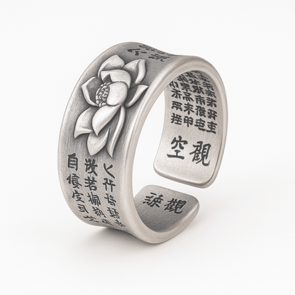 Bague Sutra du Lotus en argent sterling 990, vue principale