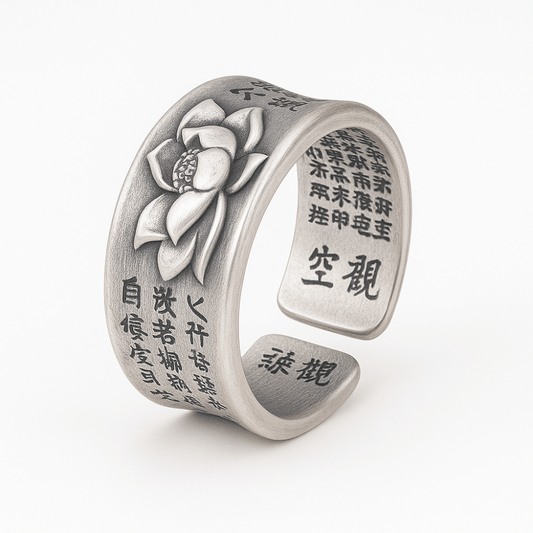 Bague Sutra du Lotus en argent sterling 990, vue principale