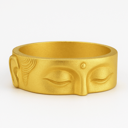 Bague yeux de bouddha finition argent, motif Budha Chakshu ciselé en relief