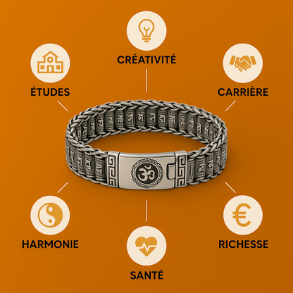 Bracelet Argent Mantra Bouddhiste