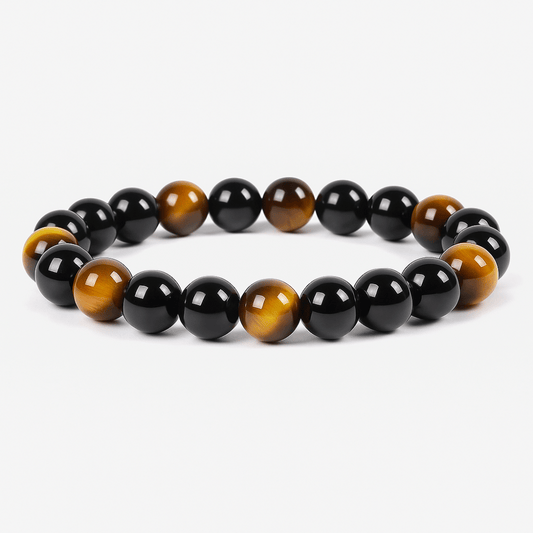 Bracelet de protection perles oeil de tigre, obsidienne, hématite