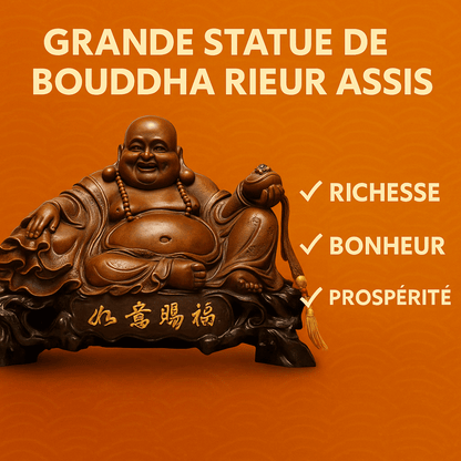 Grande statue de bouddha rieur assis