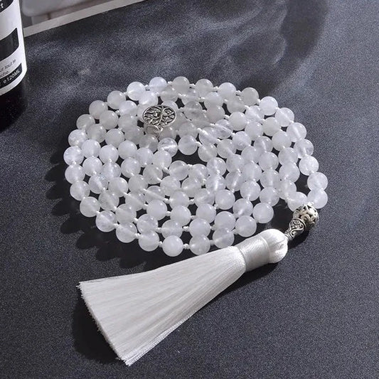 Mala Tibétain Jade Blanc 108 Perles