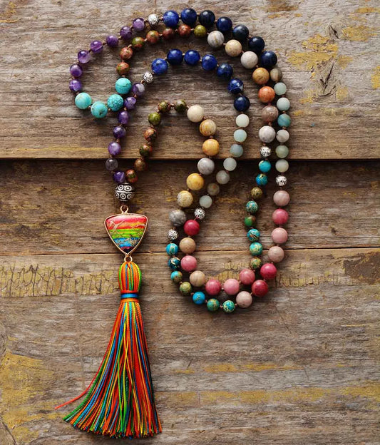 Mala Tibétain 108 Perles du Tibet Multi Pierres