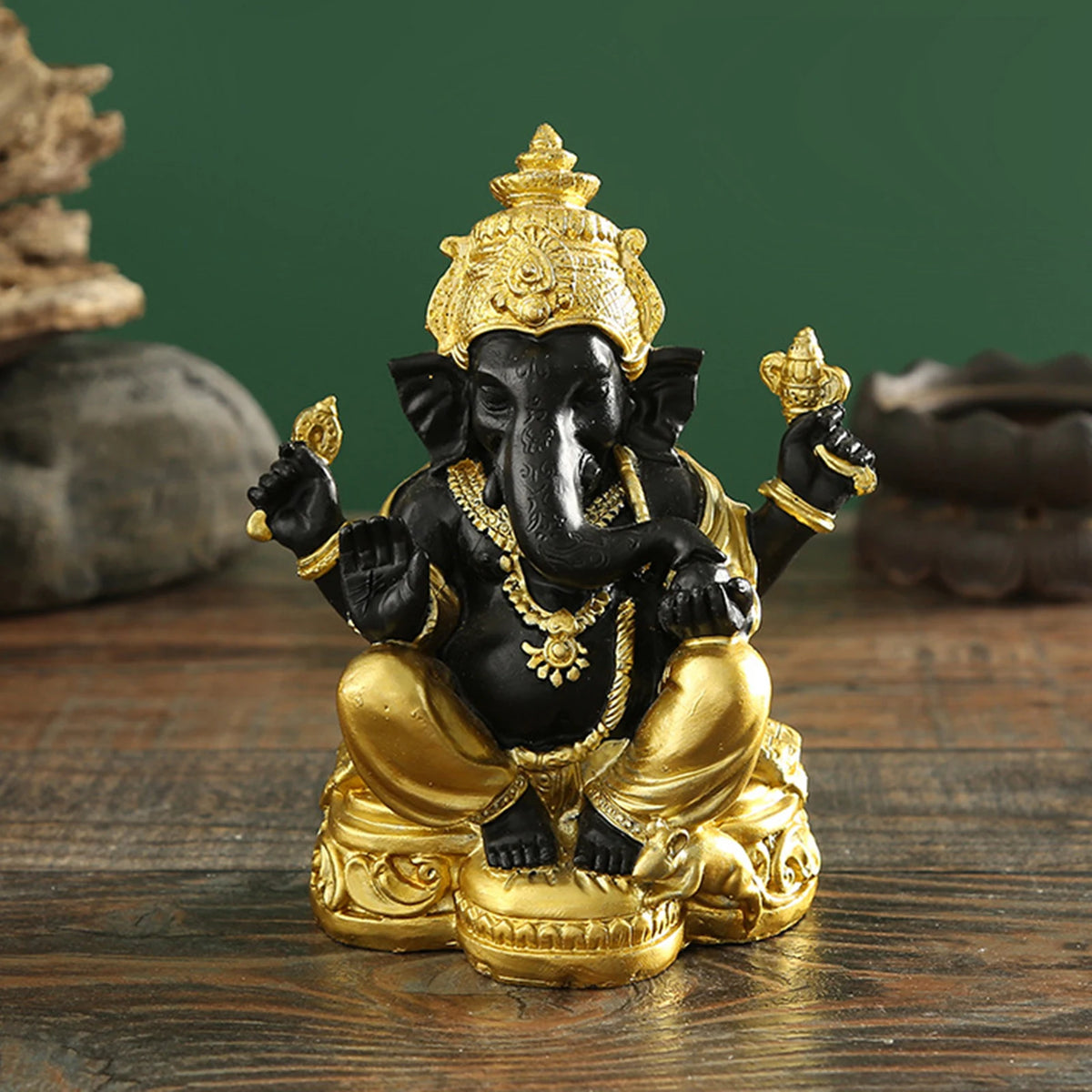 Statue de Ganesh Noir et Or
