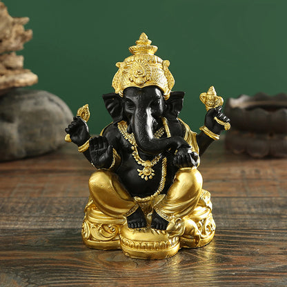 Statue de Ganesh Noir et Or