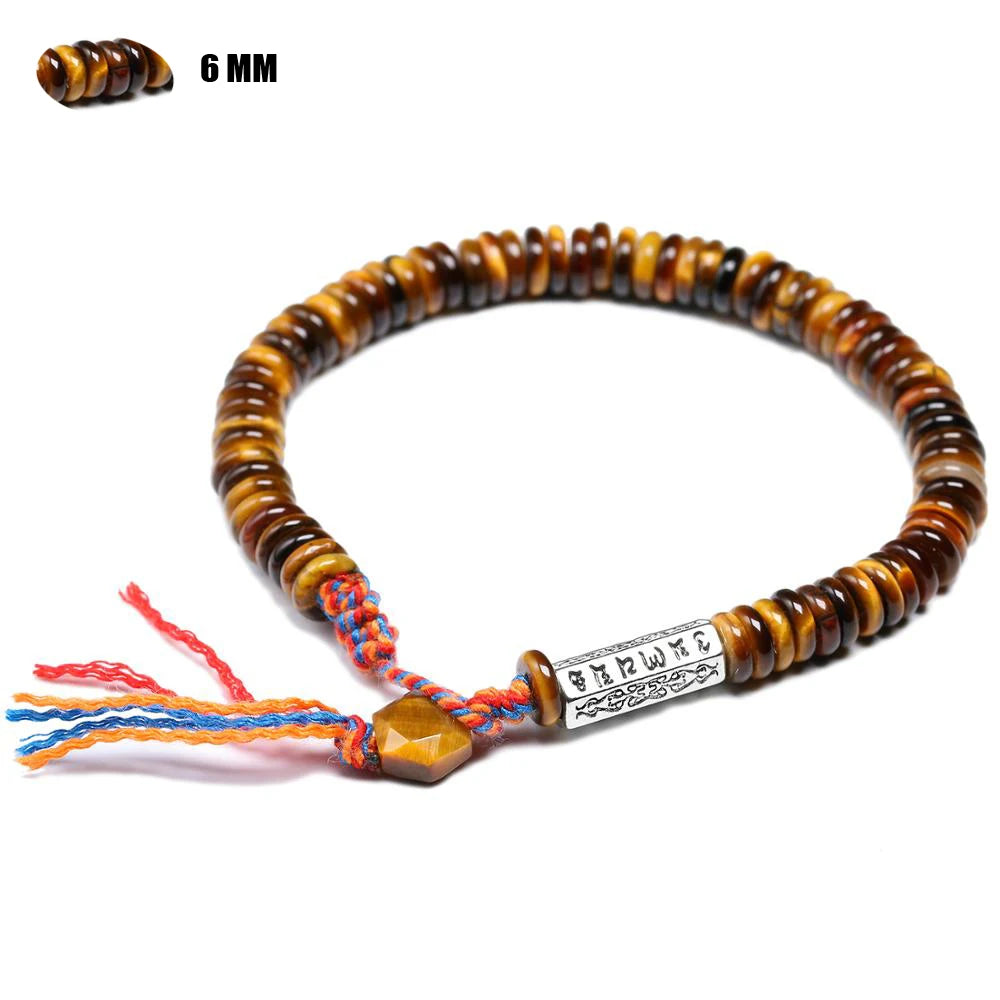 Bracelet Tibétain Mantra Et Oeil de Tigre