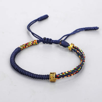 Bracelet Moine Tibétain Tressé Noir Et Jaune