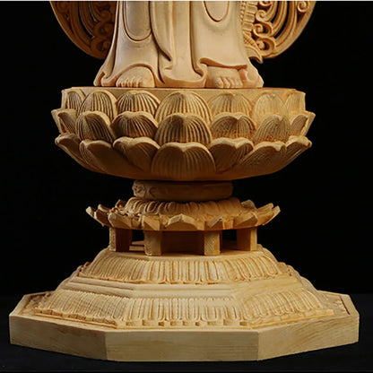 Grande statue de Bouddha en bois massif