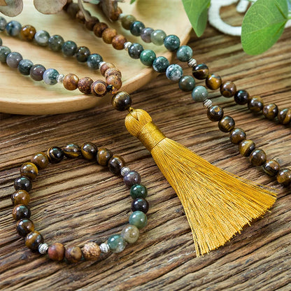 Mala Tibétain en Pierres Oeil de Tigre Jaune