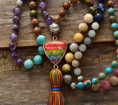 Mala Tibétain 108 Perles du Tibet Multi Pierres