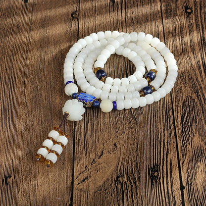 Mala Tibétain Pierre Blanche