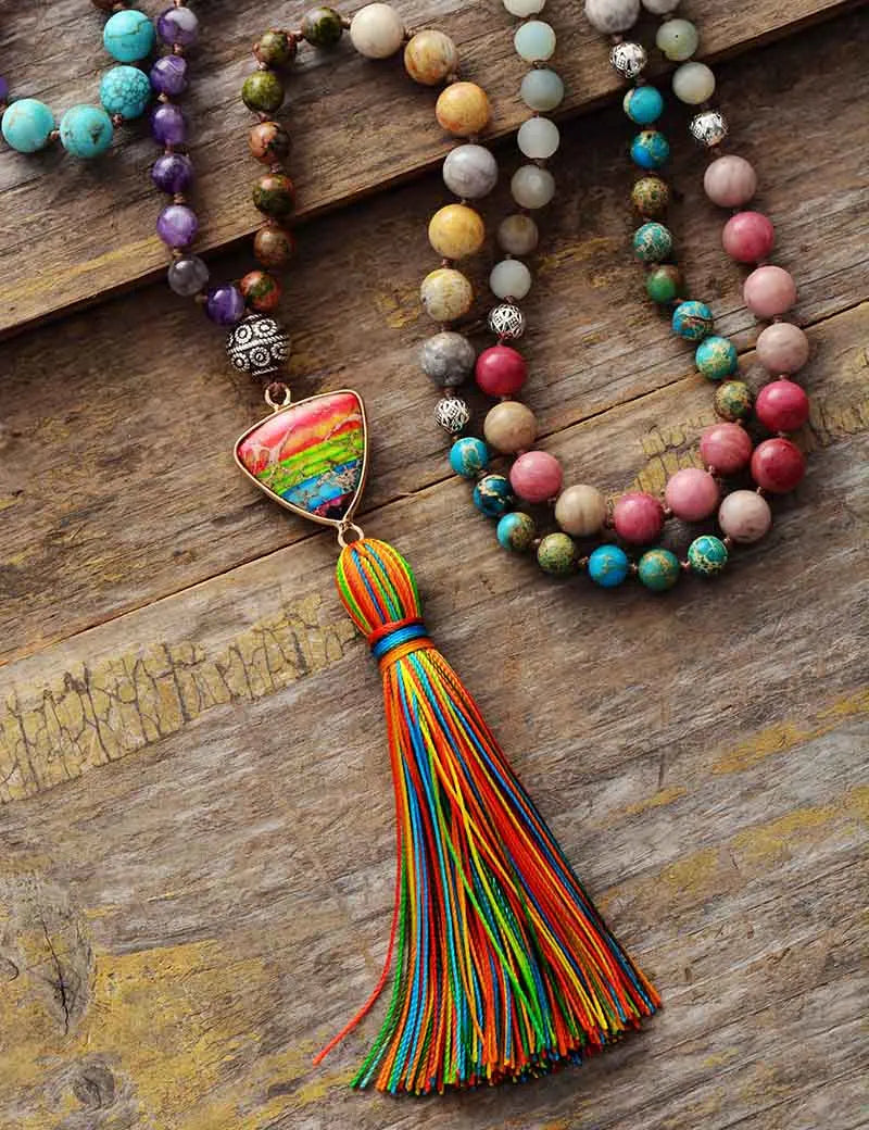 Mala Tibétain 108 Perles du Tibet Multi Pierres