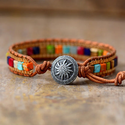 Bracelet Bohème 7 Chakra Pierre Carrée