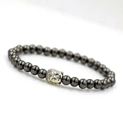 Bracelet Bouddha Argent Et Perles Hématite