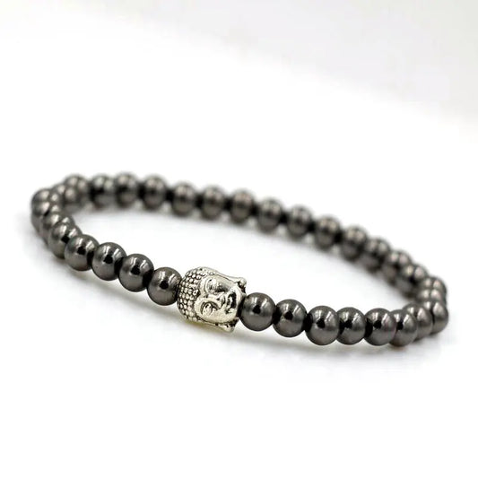 Bracelet Bouddha Argent Et Perles Hématite