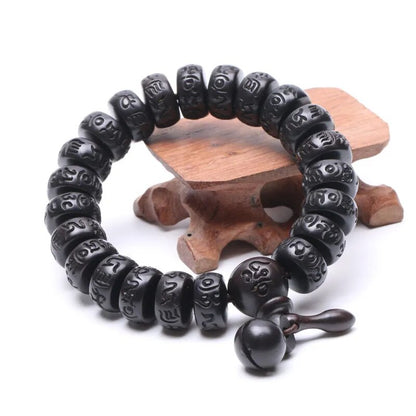 Bracelet Mala Perles en Bois Gravé