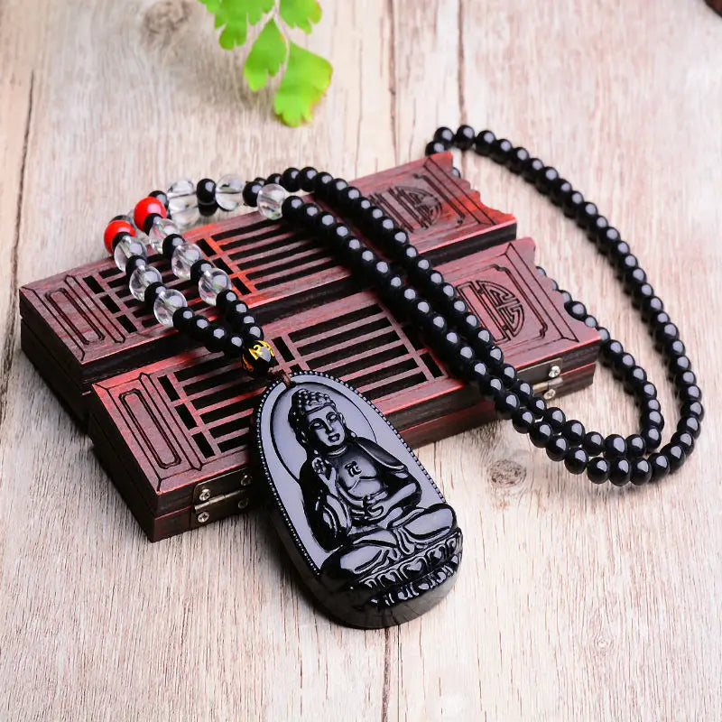 Bouddha Pendentif Obsidienne