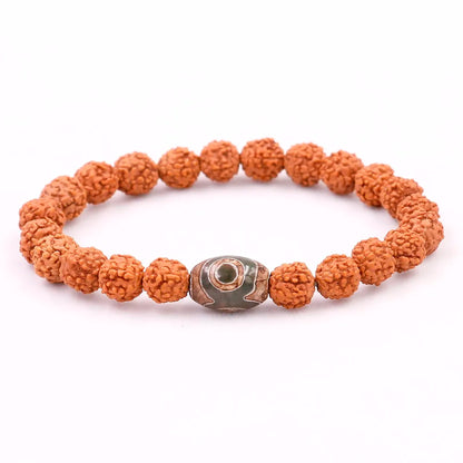 Bracelet Mala Rudraksha avec Perle Dzi Œil Tibétain