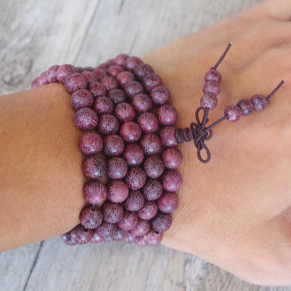 Collier Mala Tibétain En Bois D'amarante