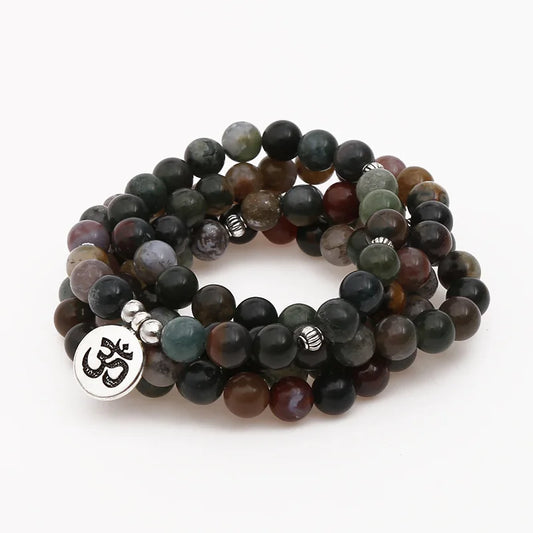 Collier Mala Tibétain en Agate Indienne