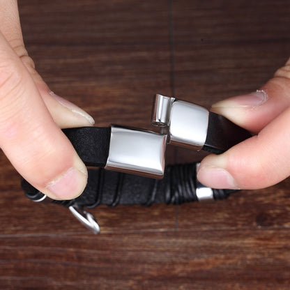 Bracelet cuir tressé & tête de bouddha en acier