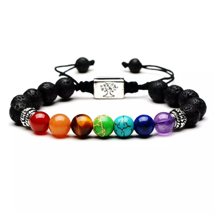 Bracelet 7 Chakras Pierre de Lave Et Arbre de Vie