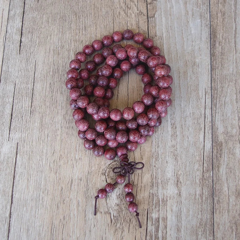 Collier Mala Tibétain En Bois D'amarante