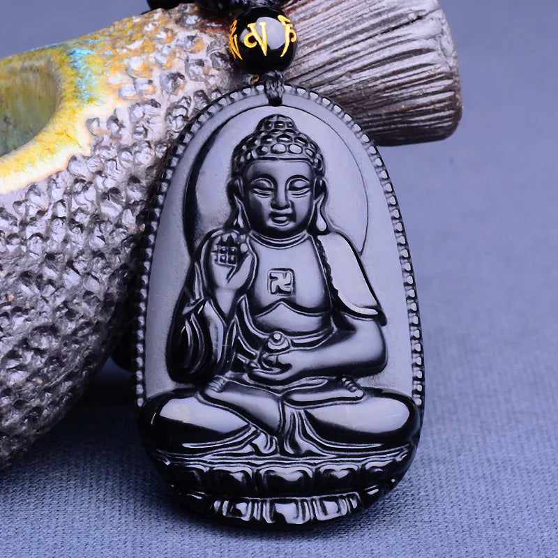 Bouddha Pendentif Obsidienne