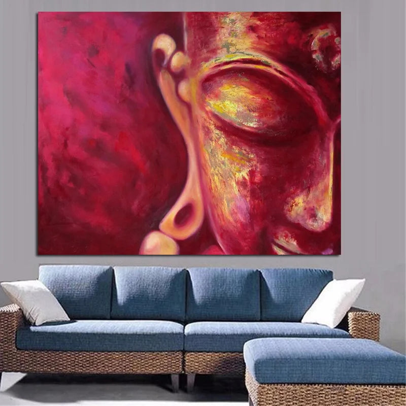 Châssis bois du tableau Bouddha rouge, vue de dos avec système de fixation intégré