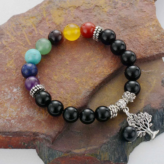 Bracelet 7 Chakras Avec Arbre de Vie