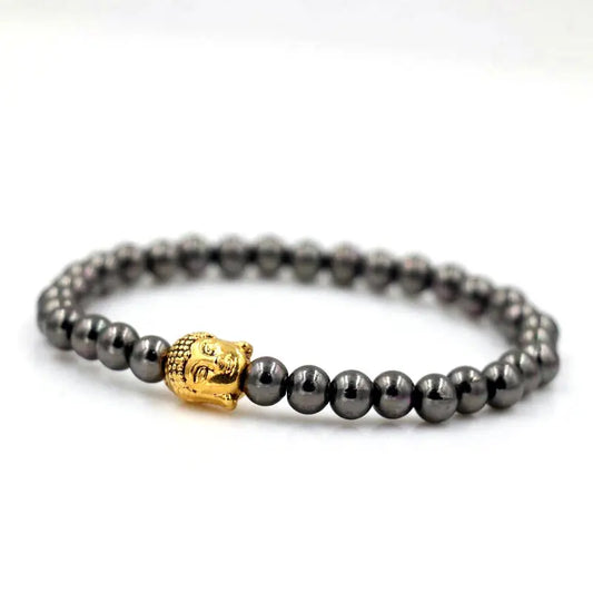 Bracelet Bouddha Argent Et Perles Hématite