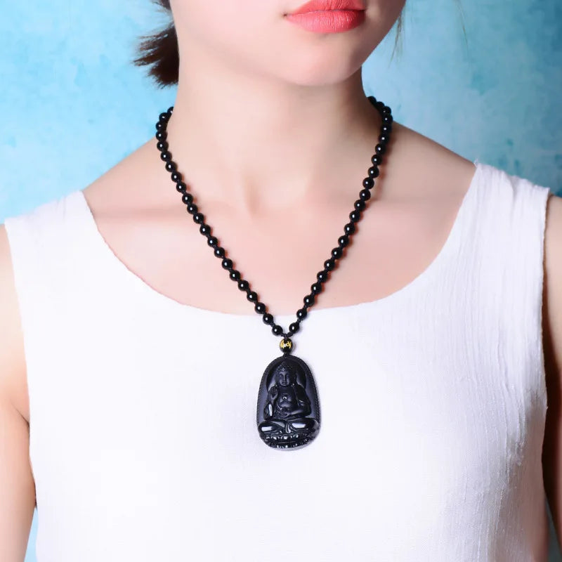 Bouddha Pendentif Obsidienne