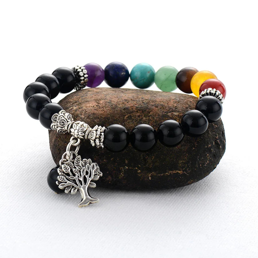 Bracelet 7 Chakras Avec Arbre de Vie