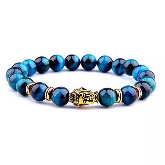 Bracelet Oeil de Tigre Bleu Bouddha