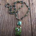 Collier Cristal Pierre Verte Rectangulaire