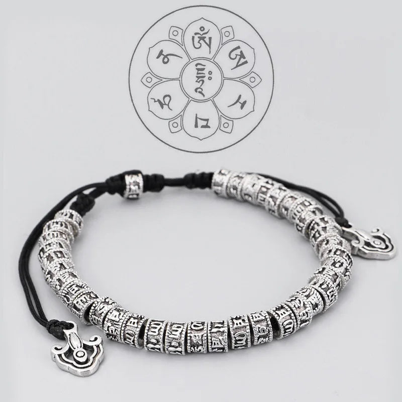 Bracelet en Cuivre Blanc Tibetain Om